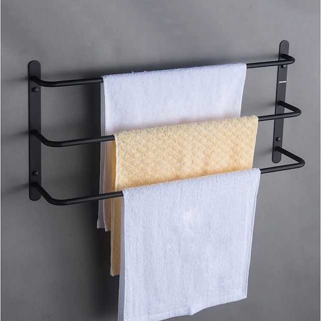 Wall Mounted Towel Rack,Stainless Steel 3-TierTowel Bar Storage Shelf for Bathroom 60cm Towel Holder Towel Rail Towel Hanger 14