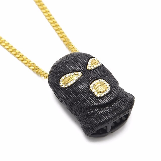  Men's Cubic Zirconia Pendant Necklace Chain Necklace Hollow Out Cuban Link Creative Head Statement European Hip-Hop Hip Hop Rhinestone Alloy Black Gold Silver 70 cm Necklace Jewelry 1pc For Carnival