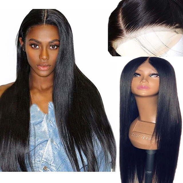  Synthetic Wig Synthetic Lace Front Wig Straight Kardashian Layered Haircut Lace Front Wig Long Black#1B Dark Brown Synthetic Hair 26 inch Women's Soft Adjustable Heat Resistant Black Brown