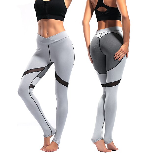  Women's Yoga Pants Over The Heel Black Grey Spandex Zumba Running Fitness Tights Leggings Sport Activewear Breathable Comfortable High Elasticity
