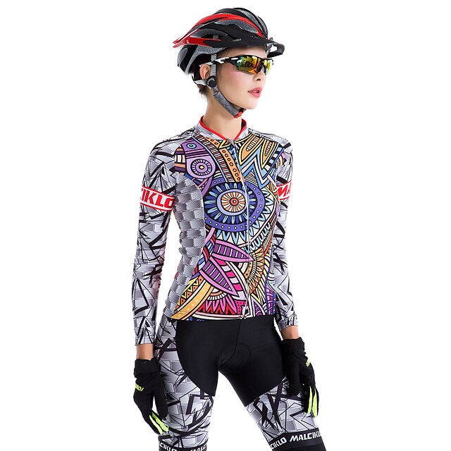  Μάλικλο Γυναικεία Φανέλα με κολάν για ποδηλασία Μακρυμάνικο Ποδηλασία Βουνού Ποδηλασία Δρόμου Χειμώνας Βυσσινί Μεγάλα Μεγέθη Ποδήλατο Καλσόν Ποδηλασία Coolmax® Λίκρα 3D Pad / Προηγμένο / Ύγρανση