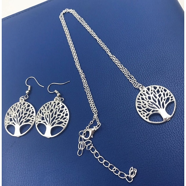  Women's Necklace Lasso Tree of Life life Tree Ladies Simple Fashion Earrings Jewelry Silver For Daily Festival