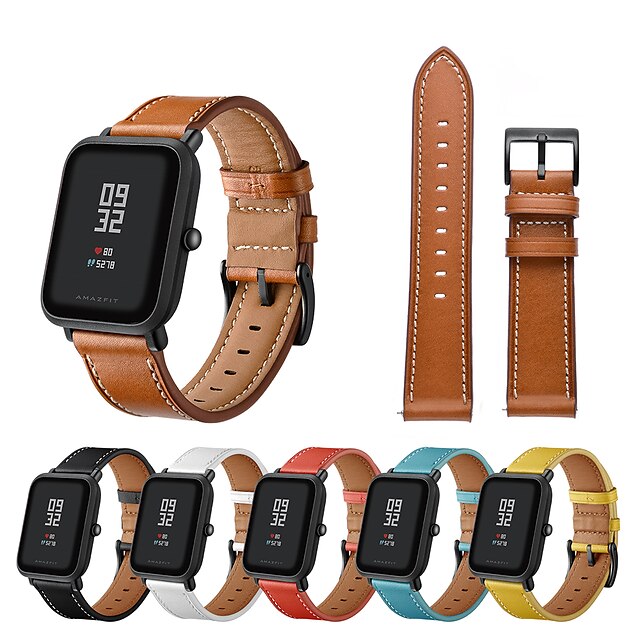  Watch Band for Huami Amazfit Bip Younth Watch / Huami Amazfit Stratos 2 / Amazfit  GTR  42mm Amazfit Leather Loop Genuine Leather Wrist Strap