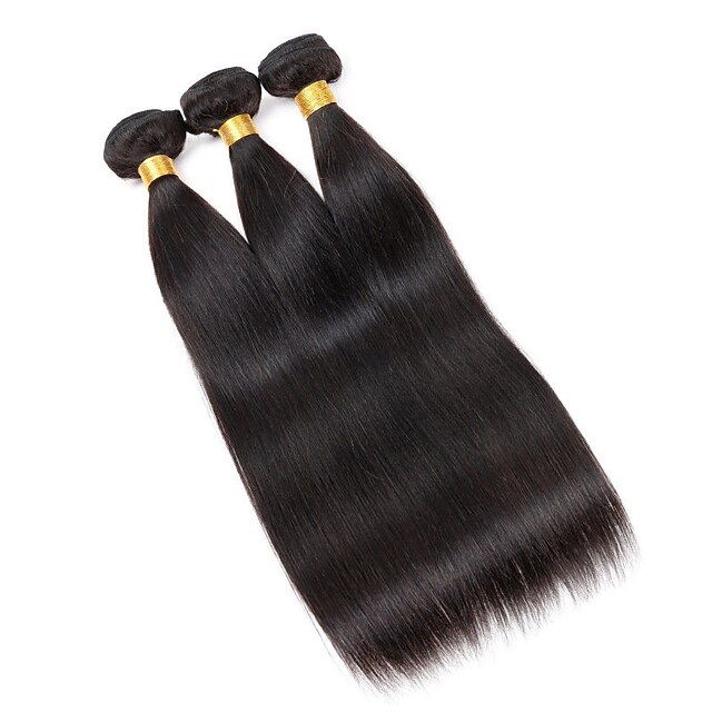  3 Bundles Indian Hair Straight Human Hair Natural Color Hair Weaves / Hair Bulk Extension 8-28 inch Human Hair Weaves Easy dressing Extention Natural Human Hair Extensions / 8A