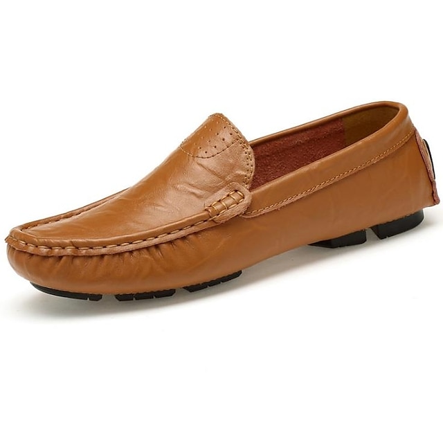  Men's Comfort Shoes Cowhide Summer Loafers & Slip-Ons Brown / Blue / Khaki / Office & Career
