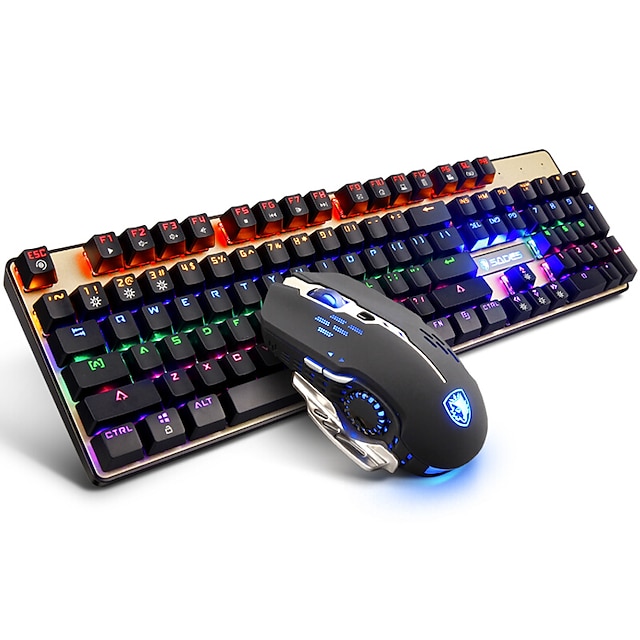  SADES S3 USB Wired Mouse Keyboard Combo Cool / Backlit Mechanical Keyboard Luminous Gaming Mouse 2400 dpi