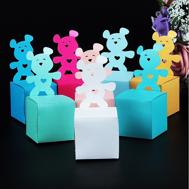  Cuboid Pearl Paper Favor Holder with Embossed Gift Boxes - 50 Pieces