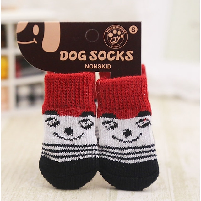  Dog Cat Pets Boots / Shoes Socks Puppy Clothes Simple Classic Stars Braided / Cord Cute Dog Clothes Puppy Clothes Dog Outfits Red Pink Green Costume for Girl and Boy Dog Acrylic Fibers S M L