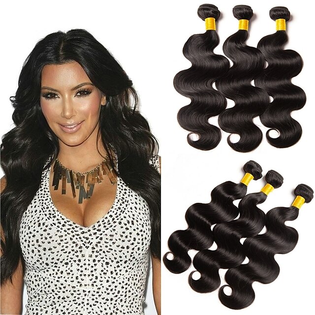  6 Bundles Malaysian Hair Wavy Human Hair Natural Color Hair Weaves / Hair Bulk Extension 8-28 inch Natural Human Hair Weaves Best Quality New Arrival 100% Virgin Human Hair Extensions / 8A