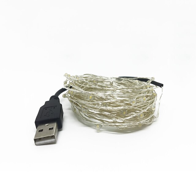  10m Fili luminosi 100 LED Bianco caldo / Luce fredda / Colori primari USB / Decorativo Alimentazione USB 1pc
