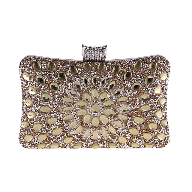  Women's Bags Polyester Evening Bag Crystals Beading Floral Print Wedding Bags Wedding Party Event / Party Blue Gold Silver