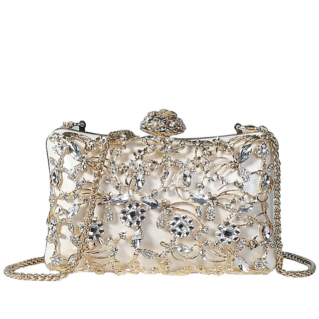  Women's Crystals / Hollow-out PU Evening Bag Rhinestone Crystal Evening Bags Black / White / Blushing Pink