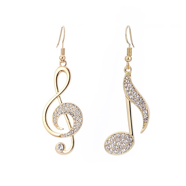  1 Pair Mismatch Earrings Hanging Earrings For Women's Cubic Zirconia Carnival Work Alloy Mismatched Pave Music Music Notes