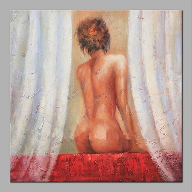  Hang målad oljemålning HANDMÅLAD - Nude Moderna Utan innerram / Valsad duk