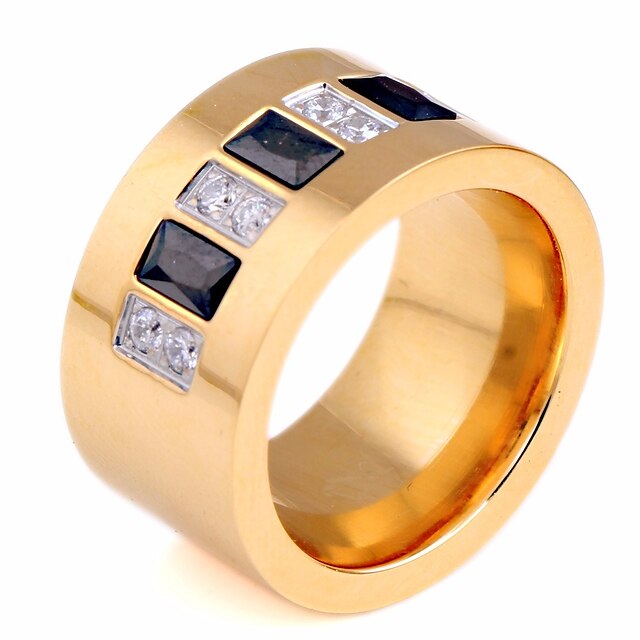  Couple Rings Synthetic Diamond Stylish Gold Steel Stainless Creative Ladies Stylish Artistic 1pc 6 7 8 9 / Couple's