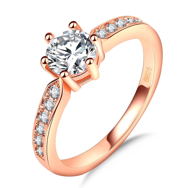  Anneau Alliance Bague Tendance Or rose Laiton Plaqué Or Rose Imitation de diamant Princesse Chanceux dames Romantique Mode 1 pc 5 6 7 8 9 / Femme / Bague / Anneaux