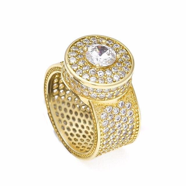  Statement Ring AAA Cubic Zirconia Stylish Gold Silver Copper Creative Trendy Hyperbole Hip-Hop 1pc 8 9 10 11 / Men's / Solitaire