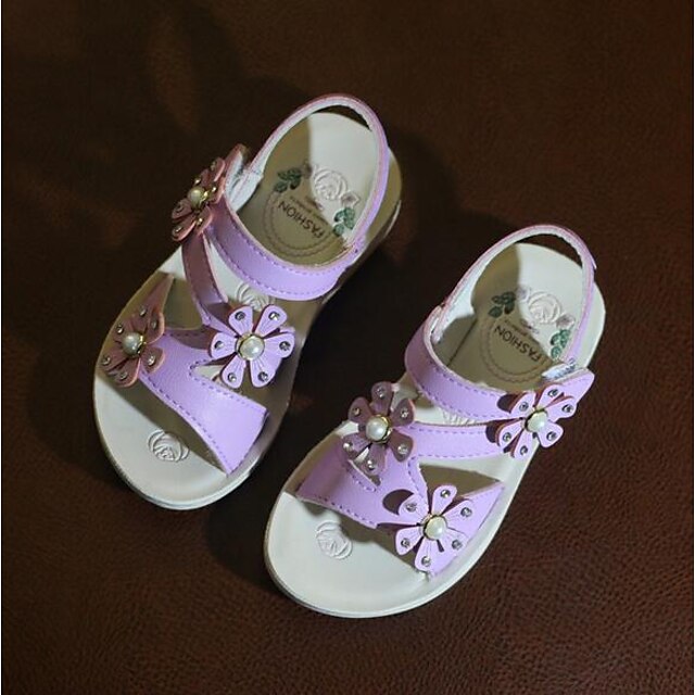  Girls' Shoes PU(Polyurethane) Spring & Summer Flower Girl Shoes Sandals Flower for Toddler White / Light Purple / Pink
