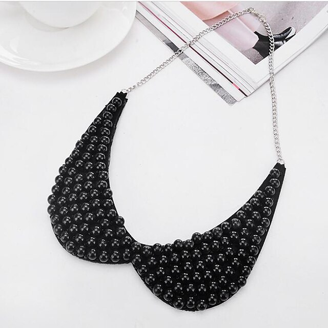 Women's Pearl Collar Necklace Ladies Elegant Imitation Pearl Fabric Black Pearl Black Necklace Jewelry For Wedding Party Birthday Daily