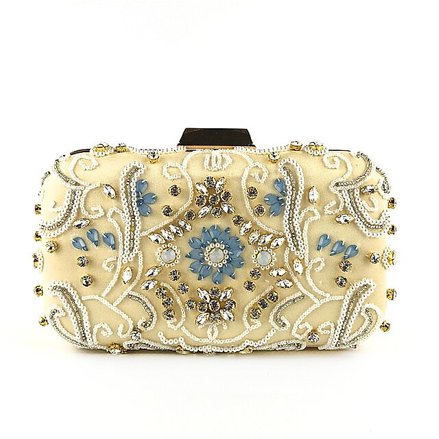  Women's Crystals / Beading Polyester Evening Bag Floral Print Light Gold