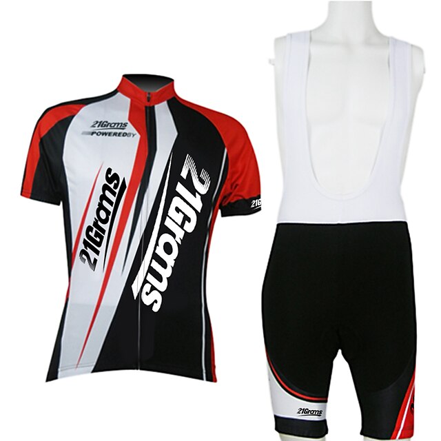  21Grams Homme Unisexe Maillot et Cuissard Avec Bretelles Velo Cyclisme Manches Courtes VTT Vélo tout terrain Vélo Route Vert Jaune Orange Mosaïque Vélo Ensembles de Sport Polyester Respirable Séchage