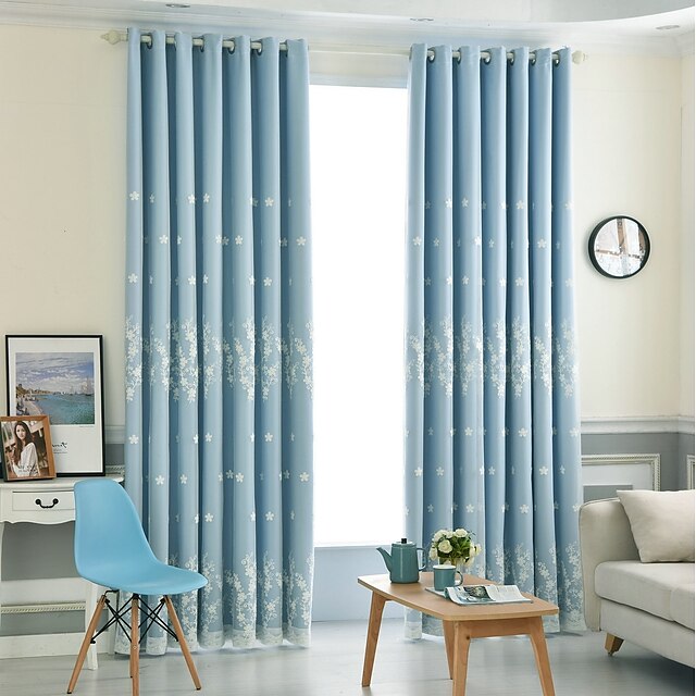  Modern Blackout Curtains Drapes Two Panels Curtain & Sheer / Embroidery / Bedroom