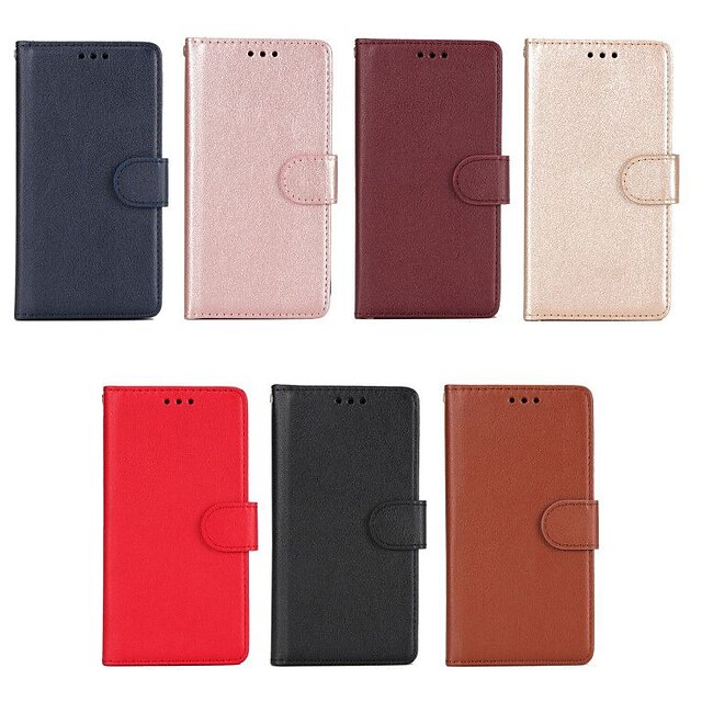  Phone Case For Huawei Full Body Case Leather Wallet Card Honor 6X Honor 6A Mate 10 Mate 10 pro Wallet Card Holder with Stand Solid Color Hard PU Leather