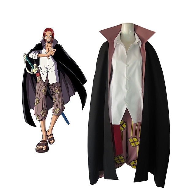  Inspired by One Piece Shanks Anime Cosplay Costumes Japanese Cosplay Suits Color Block Long Sleeve Blouse Pants Cloak For Men's