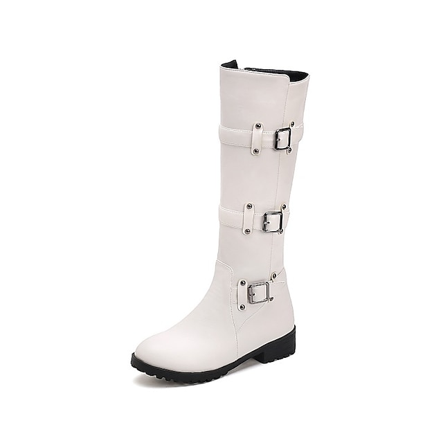  Women's Boots Low Heel Round Toe Fashion Boots Daily Party & Evening PU Mid-Calf Boots White / Black / Brown