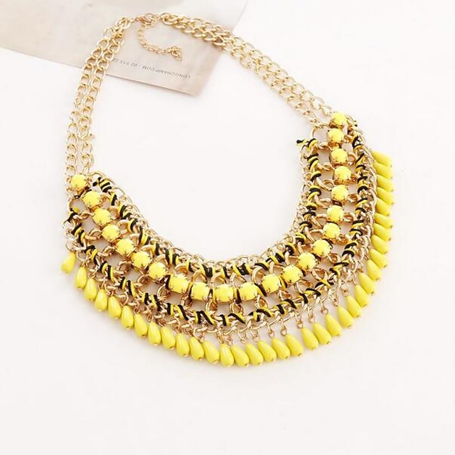  Women's Statement Necklace Bib necklace Bib Ladies Fashion Vintage European Resin Plastic Alloy Yellow Black Necklace Jewelry For Party Special Occasion Birthday Gift