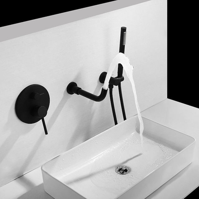  смеситель для раковины в ванной комнате - смеситель / настенное крепление окрашенная отделка настенный две ручки три отверстиясмесители для ванны