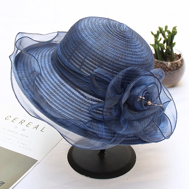  Organza / Straw Hats with Flower 1pc Wedding / Party / Evening / Horse Race Headpiece
