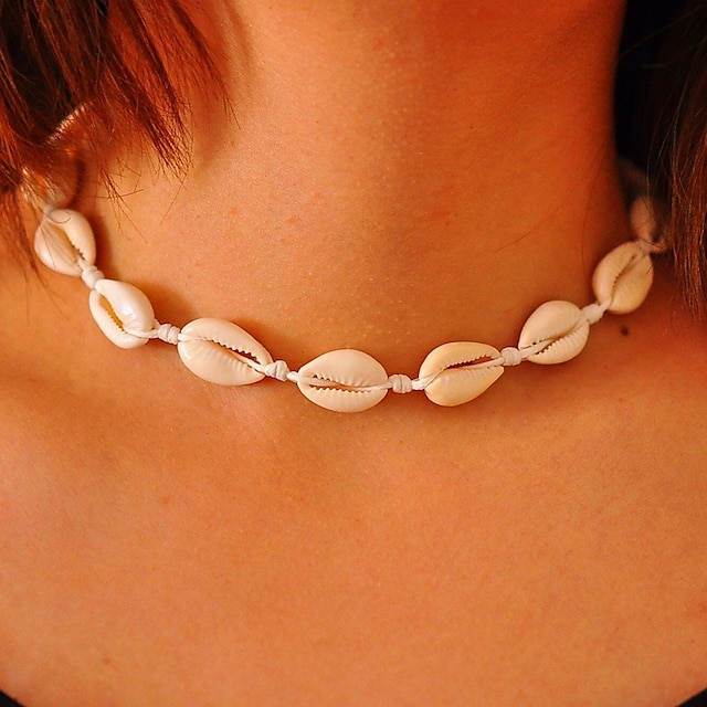  Choker Necklace For Ladies Girls' Casual Daily Bikini Cowry Shell Cowrie Shell Handmade Beach Theme White