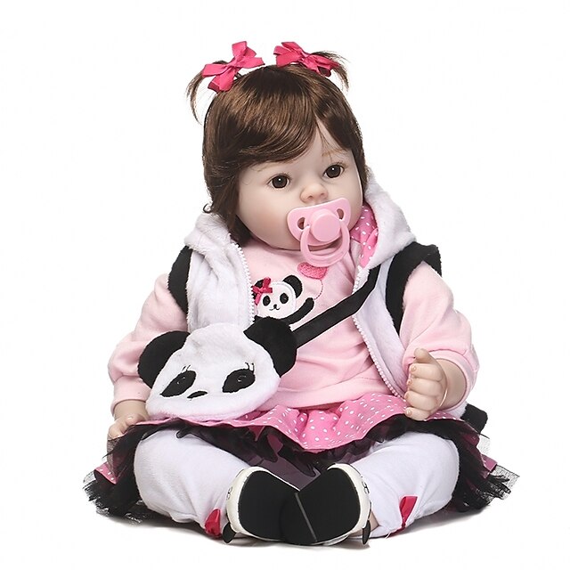  NPKCOLLECTION 20 inch NPK DOLL Reborn Doll Girl Doll Baby Girl lifelike Gift Artificial Implantation Brown Eyes Cloth 3/4 Silicone Limbs and Cotton Filled Body with Clothes and Accessories for Girls