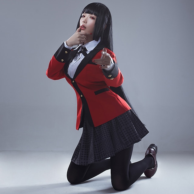  Inspireret af Gambling School skolepiger Yumeko Jabami JK Uniform Anime Cosplay Kostumer Japansk Cosplay Toppe / Underdele Skoleuniformer Anime Bogstav & Nummer Langærmet Halsklud Frakke Bluse Til