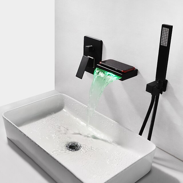  Смеситель для ванны - Современный Окрашенные отделки На стену Медный клапан Bath Shower Mixer Taps / Латунь / Одной ручкой три отверстия