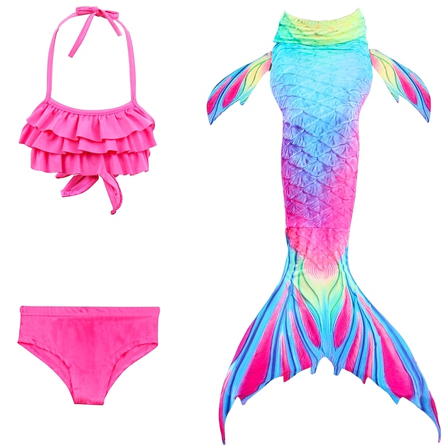 Lee Little Angel New Girl Mermaid Tail Bikini Three-Piece Suit