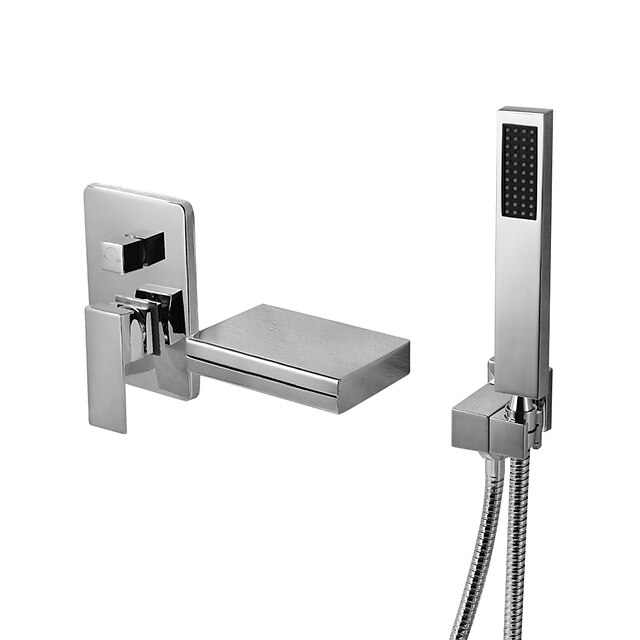  ברז לאמבטיה - עכשווי כרום מותקן על הקיר שסתום פליז Bath Shower Mixer Taps / Brass / חורים שלוש ידית אחת