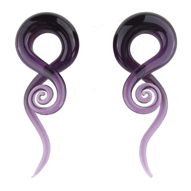  Women's Hoop Earrings Stylish Snake Wave Statement Ladies Unique Design Punk Earrings Jewelry Purple / Green / Rainbow For Carnival Club 1 Pair