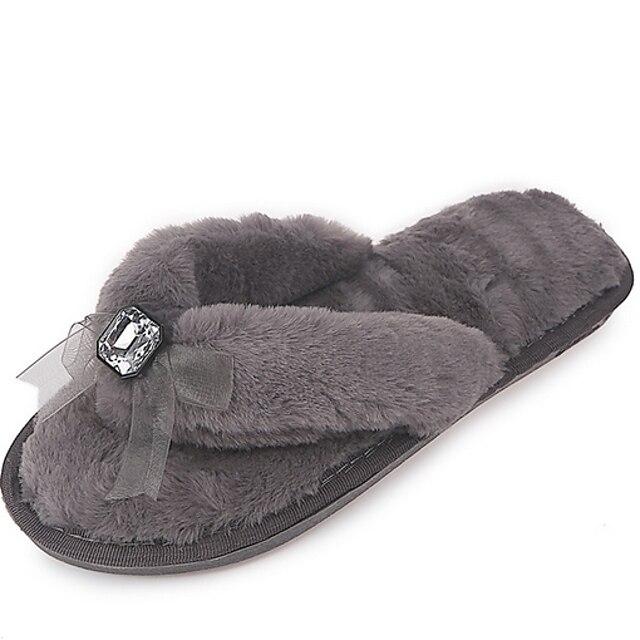  Women's Slippers House Slippers Ordinary Terry Bowknot Shoes