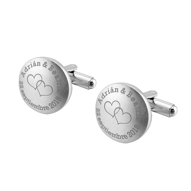  Personalized Chrome Cufflinks & Tie Clips Groom / Groomsman / Ring Bearer Wedding / Daily Wear - 