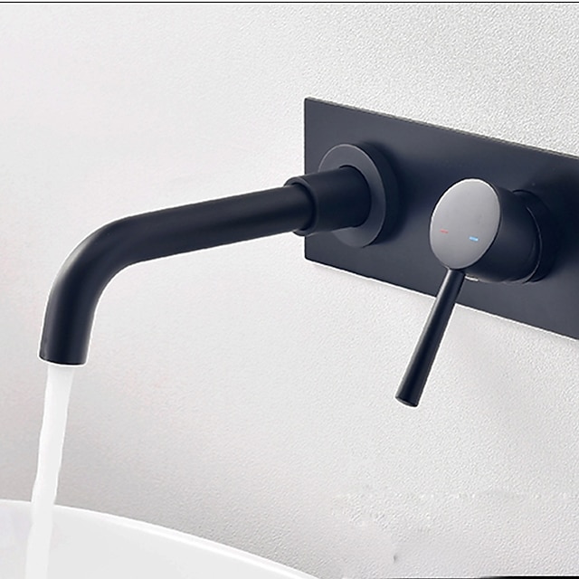  Rubinetto per lavandino del bagno - design diffuso / premium nero rubinetti a parete con maniglia singola a due fori