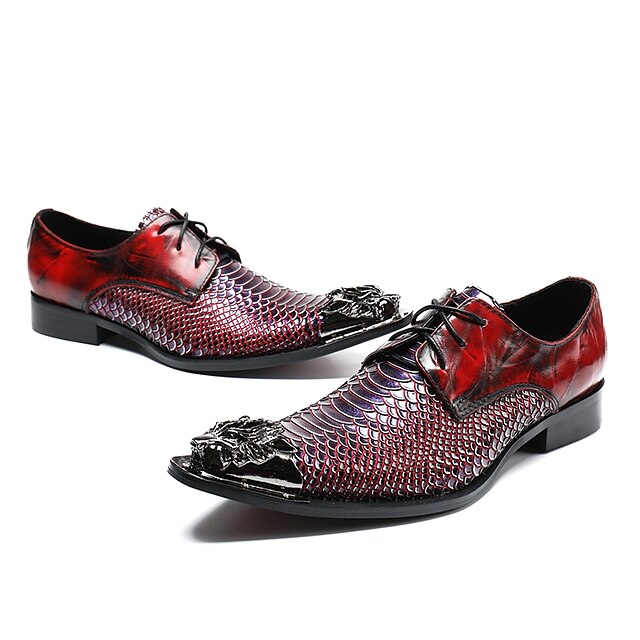  Men's Novelty Shoes Nappa Leather Fall Oxfords Striped Wine / Wedding / Party & Evening / Party & Evening