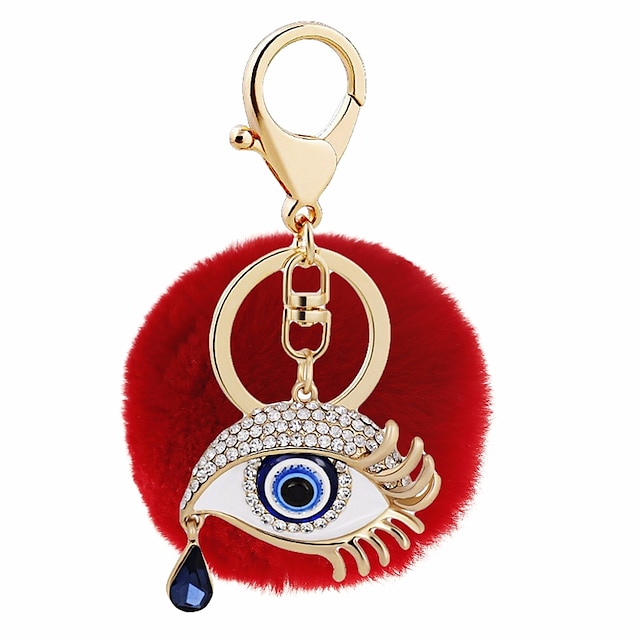  שרשרת מפתחות עיניים כדור כיסוי מקושט עם יהלום\אבן חן אופנתי Fashion Ring תכשיטים צהוב / אדום / ורוד עבור מתנה פגישה (דייט)