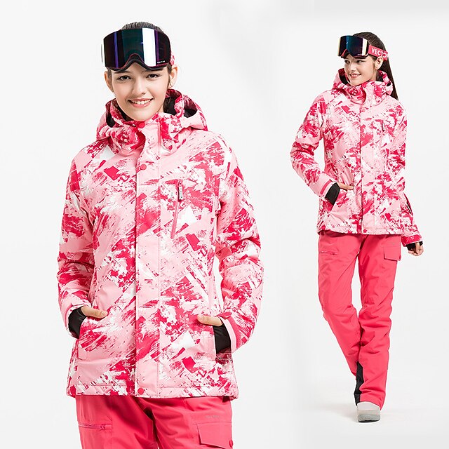  Vector Women's Ski Jacket with Pants Outdoor Winter Thermal Warm Waterproof Windproof Wearable Winter Fleece Jacket Bib Pants for Skiing Ski / Snowboard Downhill / Cotton