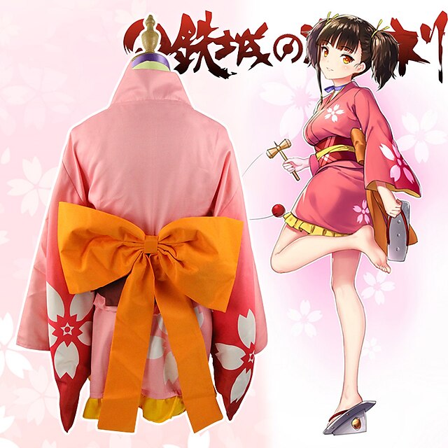  Inspirado por Kabaneri de la fortaleza del hierro Mumei Animé Disfraces de cosplay Japonés Trajes Cosplay Estampado Floral Accesorios de Cintura Fajas Lazo Para Mujer / Chaqueta de Kimono / Neckwear