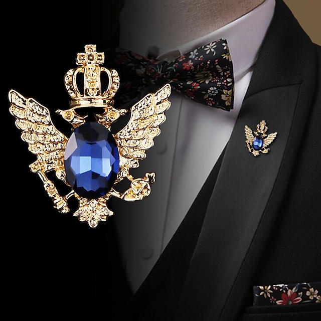  رجالي مكعب زركونيا دبابيس قديم ستايل أنيق موضة بريطاني بروش مجوهرات أزرق أسود من أجل زفاف مناسب للعطلات