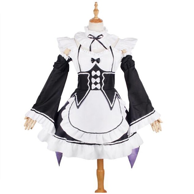  Inspired by Re:Zero Starting Life in Another World kara hajimeru isekai seikatsu Princess Maid Costume Rem Anime Cosplay Costumes Japanese Cosplay Suits Lace Long Sleeve Cravat Dress Sleeves For
