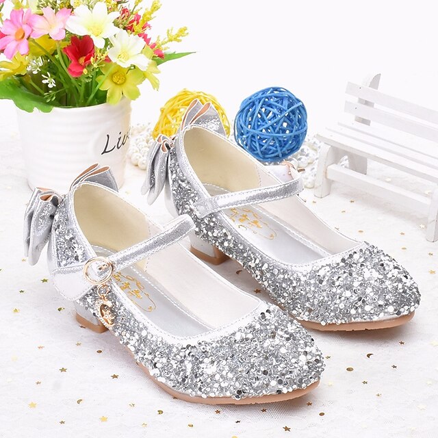  Girls' Flower Girl Shoes / Tiny Heels for Teens Synthetics Heels Toddler(9m-4ys) / Little Kids(4-7ys) / Big Kids(7years +) Gold / Silver / Pink Spring &  Fall