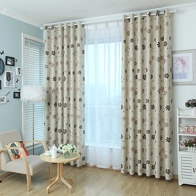  Blackout Curtains Drapes Two Panels Bedroom Floral 100% Polyester Printed